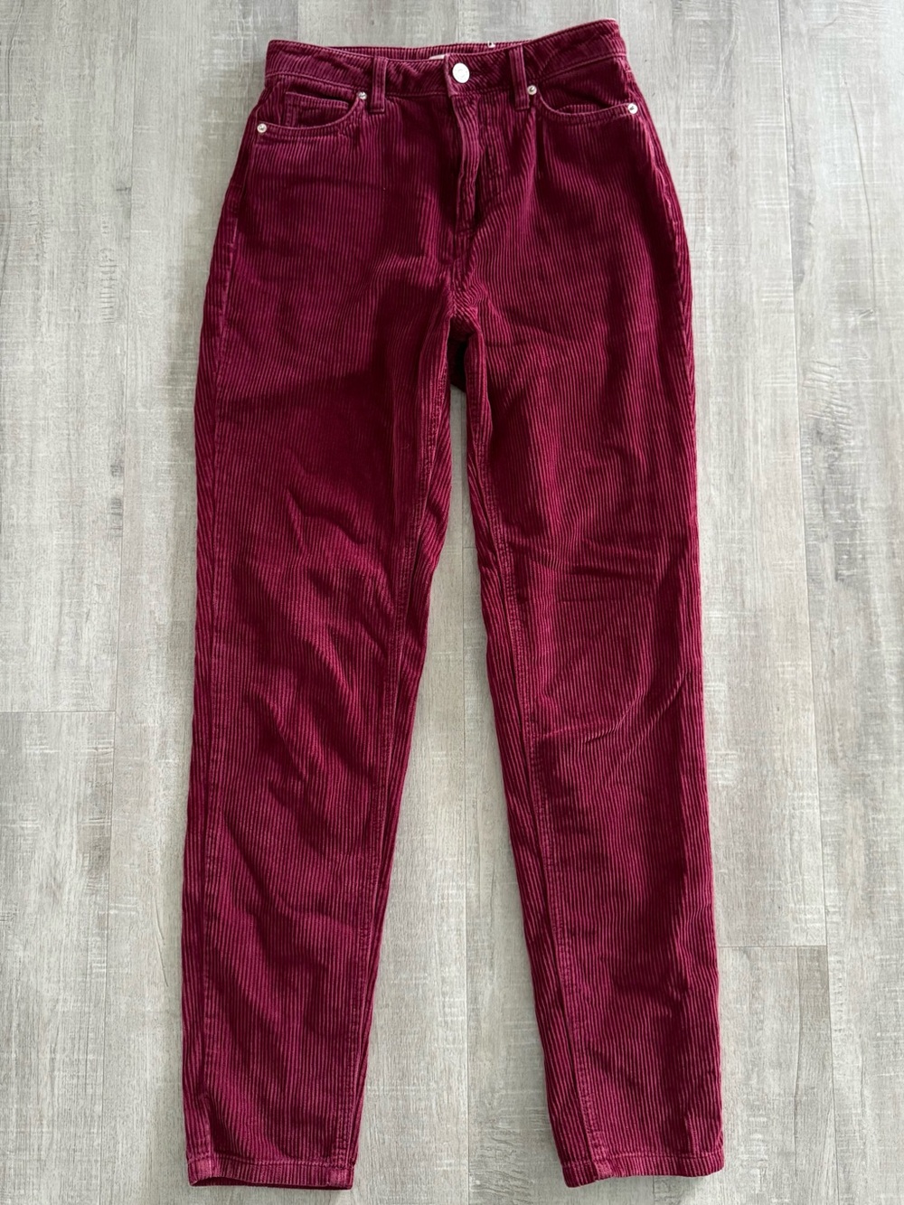 BDG Burgundy Corduroy High-Rise Mom Jeans, women’s 25/2